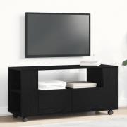 vidaXL TV-bänk med hjul svart ek 102x34,5x43 cm konstruerat trä