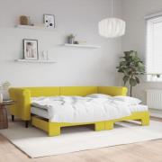 vidaXL Dagbädd utdragbar med madrasser gul 90x200 cm sammet