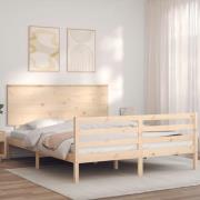 vidaXL Sängram med huvudgavel 160x200 cm massivt trä