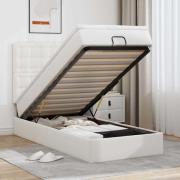vidaXL Ottoman sängram med madrass vit 90x200 cm konstläder