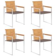vidaXL Trädgårdsstolar med dynor 4 st massiv teak