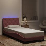 vidaXL Bed Frame with LED without Mattress Pink 90x190 cm Velvet