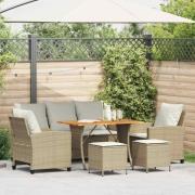 vidaXL Soffgrupp för trädgården med dynor 6 delar beige konstrotting