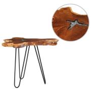 vidaXL Soffbord 70x45 cm massiv teak och polyresin