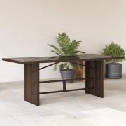 vidaXL Trädgårdsbord med glasskiva brun 190x80x74 cm konstrotting