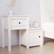 vidaXL Sängbord vit 79,5x38x65,5 cm massiv furu