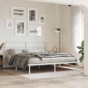 vidaXL Sängram med huvudgavel metall vit 193x203 cm