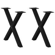 vidaXL Soffbordsben X-formade 2 st svarta 50x(42-43) cm stål