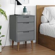 vidaXL Sängbord MOLDE grå 40x35x65 cm massiv furu