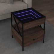 vidaXL Soffbord med Infinity LEDs brun ek 40x40x51 cm