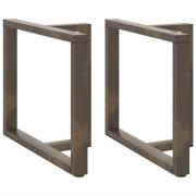 vidaXL Matbordsben T-formad 2 st naturstål 90x35x(72-73) cm stål