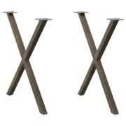 vidaXL Matbordsben X-formade 2 st naturstål 70x(72-73) cm stål