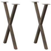 vidaXL Matbordsben X-formade 2 st naturstål 57x(72-73) cm stål