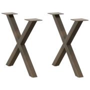 vidaXL Soffbordsben X-formade 2 st naturstål 50x(42-43) cm stål