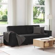 vidaXL 3-sitssoffa svart 180 cm sammet