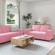 vidaXL Soffgrupp med dynor 2 delar rosa sammet
