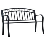 vidaXL Trädgårdsbänk 125 cm svart stål