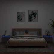 vidaXL Väggmonterade sängbord med LED-lampor 2 st svart