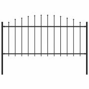 vidaXL Trädgårdsstaket med spjuttopp stål (0,5-0,75)x1,7 m svart