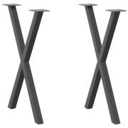 vidaXL Matbordsben X-formad 2 st antracit 50x(72-73) cm stål