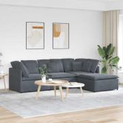 vidaXL Modulsoffa med fotpall och dynor sammet mörkgrå