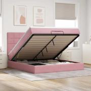 vidaXL Ottoman sängram med madrasser rosa 200x200 cm sammet