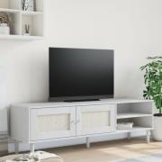 vidaXL Tv-bänk SENJA rottinglook vit 158x40x49 cm massiv furu