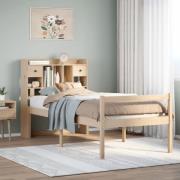 vidaXL Säng med bokhylla utan madrass 100x200cm massiv furu