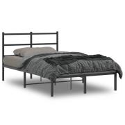 vidaXL Sängram med huvudgavel metall svart 120x190 cm