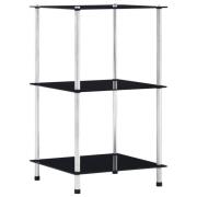 vidaXL Hylla 3 hyllplan svart 40x40x67 cm härdat glas
