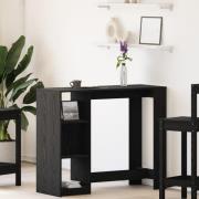 vidaXL Barbord med hylla Svart Ek 102,5x46x103,5 cm Ingenjörsträ