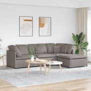 vidaXL Modulsoffa med fotpall och dynor i taupe