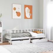 vidaXL Dagbädd med lådor vit 80x200 cm massiv furu