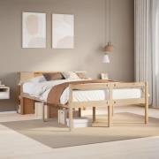 vidaXL Säng med bokhylla utan madrass 140x190cm massiv furu