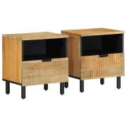 vidaXL Sängbord 2 st brun 40x33x46 cm mango i massivt trä