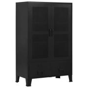 vidaXL Kontorsskåp med nätdörrar industriell svart 75x40x120 cm stål