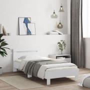 vidaXL Sängram med huvudgavel vit 100x200 cm konstruerat trä
