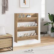 vidaXL Väggmonterat skoställ artisan ek 80x18x90 cm konstruerat trä