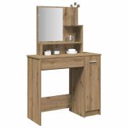 vidaXL Sminkbord med spegel hantverksmässig ek 86,5x35x136 cm