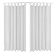 2-pack gardiner med öglor i vit microsatin 140 x 245 cm