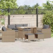 vidaXL Soffgrupp för trädgården med dynor 6 delar beige konstrotting