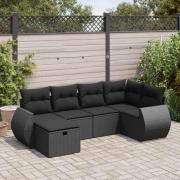 vidaXL Loungegrupp med dynor 6 delar svart konstrotting