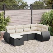 vidaXL Loungegrupp med dynor 6 delar svart konstrotting