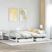 vidaXL Dagbädd med lådor vit 90x200 cm massiv furu