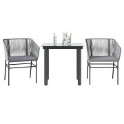 vidaXL Matgrupp för trädgården med dynor 3 delar grå polyrotting glas