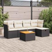 vidaXL Loungegrupp med dynor 6 delar svart konstrotting