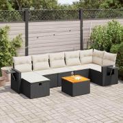 vidaXL Loungegrupp för trädgården med dynor 8 delar svart konstrotting