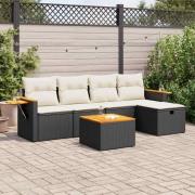 vidaXL Loungegrupp med dynor 6 delar svart konstrotting