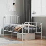 vidaXL Sängram med huvudgavel och fotgavel vit metall 90x190 cm