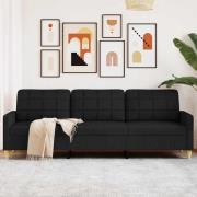 vidaXL 3-sitssoffa svart 210 cm tyg
